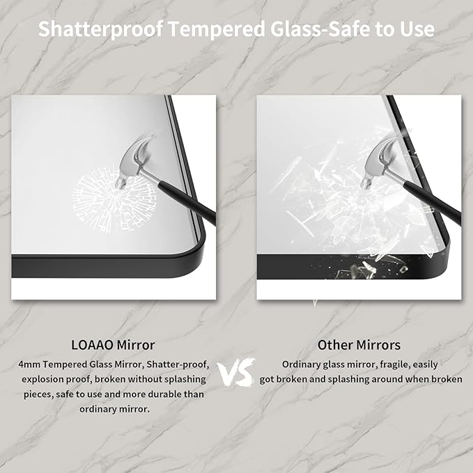 LOAAO 72X36 Inch Black Metal Framed Bathroom Mirror - Image 7