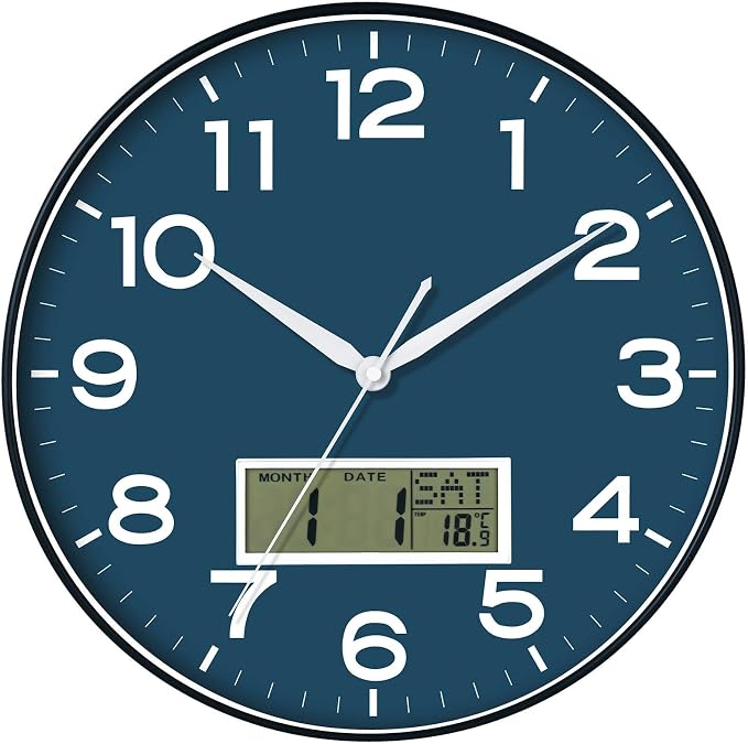 AKCISOT Wall Clock 12 Inch, Non-Ticking Silent Battery Operated Analog by Akcisot