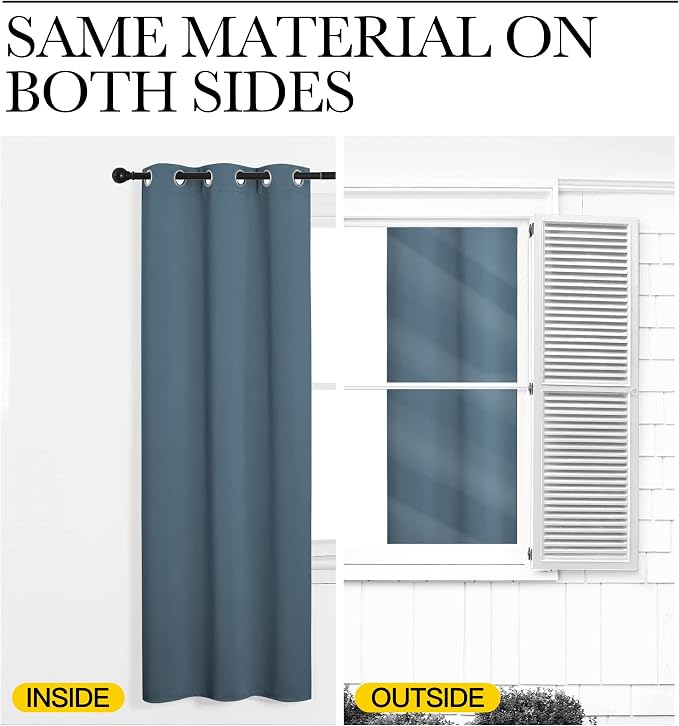 NICETOWN Smoky Blue Blackout Curtains 45 inches Length - Image 5