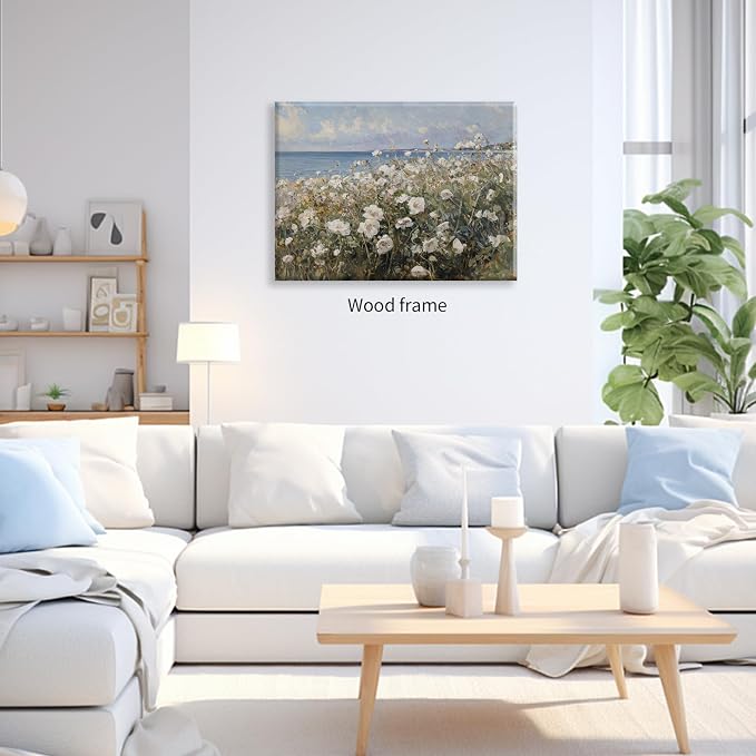 Nature Landscape Wall Art Coastal Wildflower Poster 24X36 inch Framed French - Image 4
