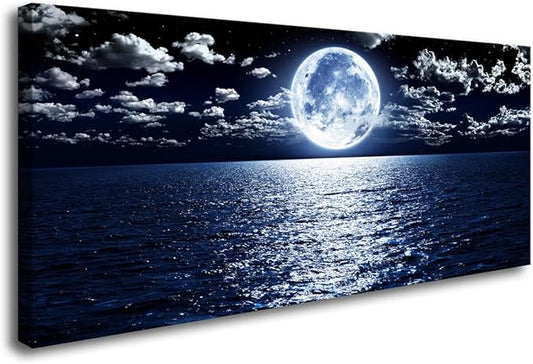 Cao Gen Decor Art S06975 Wall Art Canvas Prints Moon Sea Ocean Landscape 1 by Cao+Gen+Decor+Art