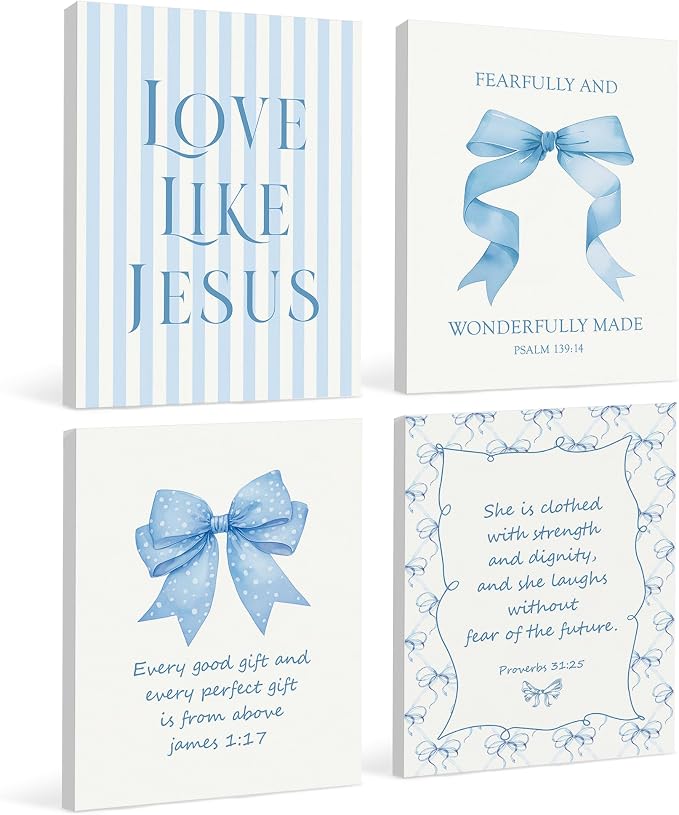 LARTSFRO Coquette Blue Bow Jesus Canvas Wall Art Decor Posters Prints, Light by Unknown