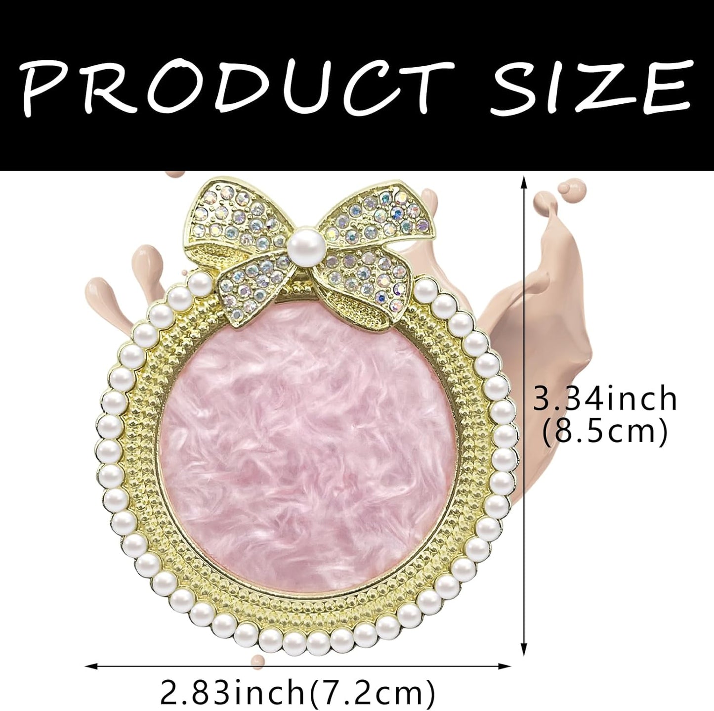 2 Pack Bow with Rhinestones Pearl Nail Art Palette Nail Polish Art Painting Mixing Palette Holder Pearl Edge Professional Cosmetic Nail Art Tools for Women and Girls Nail Polish Display