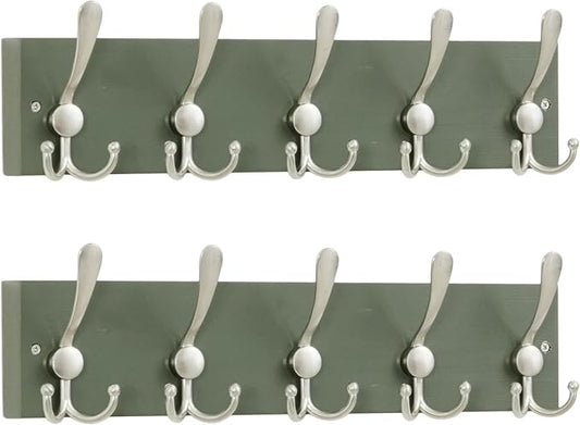 SKOLOO Creations Forest Green Solid Wood Wall Mounted Coat Rack, 5 Hooks by SKOLOO