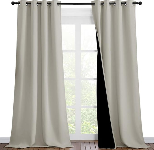 NICETOWN Natural Blackout Curtains 90 inches Long, Full Light Blocking Drapes by NICETOWN