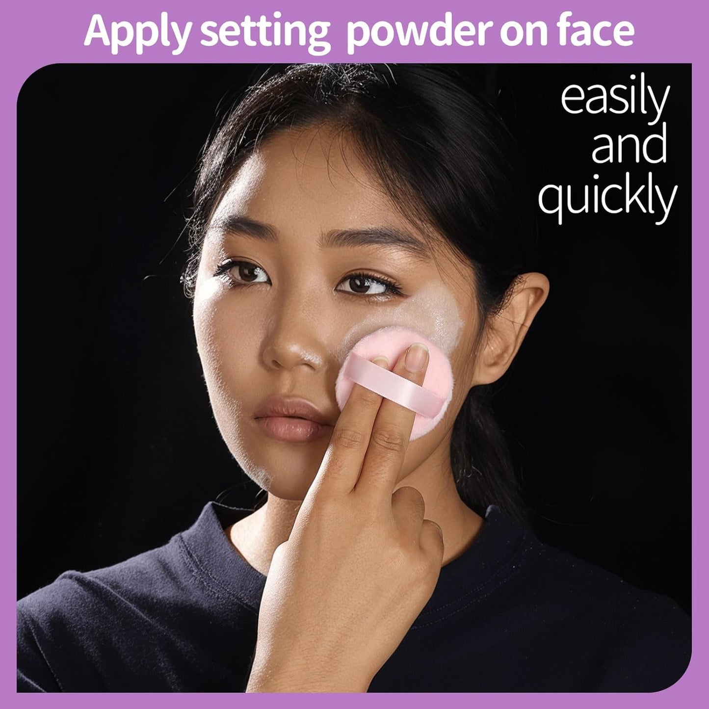 Teenitor 3Pcs Pink Powder Puff, 2.36 Inch Setting Puff for Face Powder, Soft Applicator for Loose Pressed Powder, Small Makeup Puff With 3 Cases