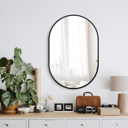 Bathroom Mirror for Wall, Metal Framed Vanity Mirror by Delma