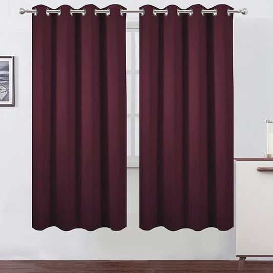 LEMOMO Burgundy Red Thermal Blackout Curtains/52 x 72 Inch/Set of 2 Panels Room by Lemomo