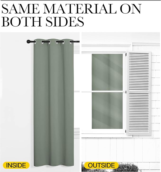NICETOWN Greyish Green Blackout Curtains 96" Long - Image 6