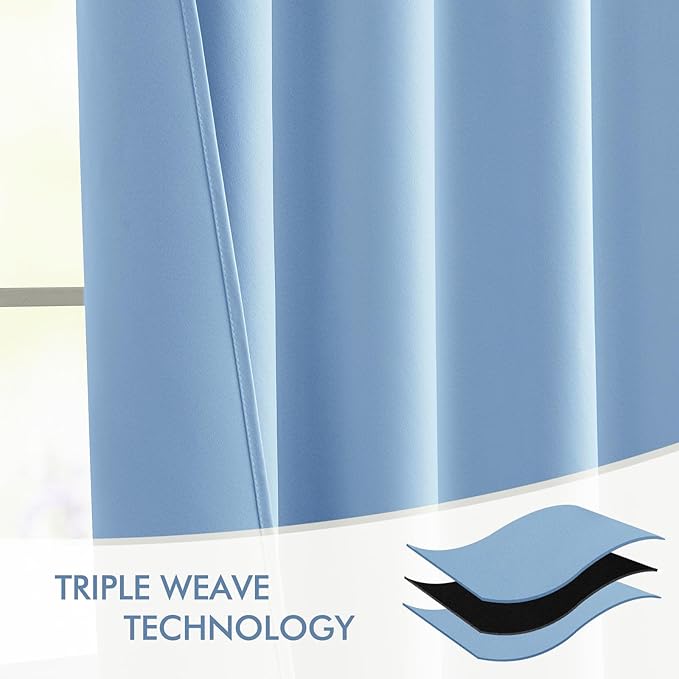 MIULEE Sky Blue Back Tab Blackout Curtains 90 Inches Long 2 Panels Set - Image 7