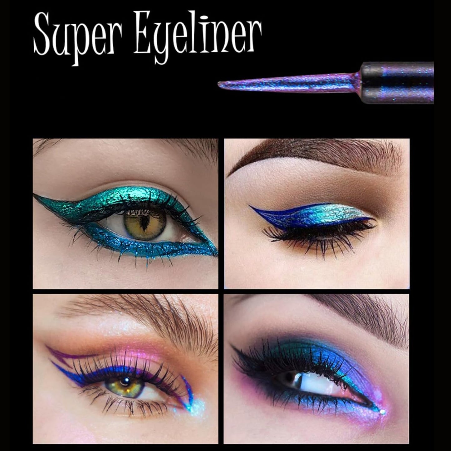 Corlo Glitter liquid eyeliner waterproof, Metallic Intense Color Shifting Colorful Gold Eyeliner, Eyeliner Gel MultiColor Highly Pigmented Gift Kit for Women and Girls (01)