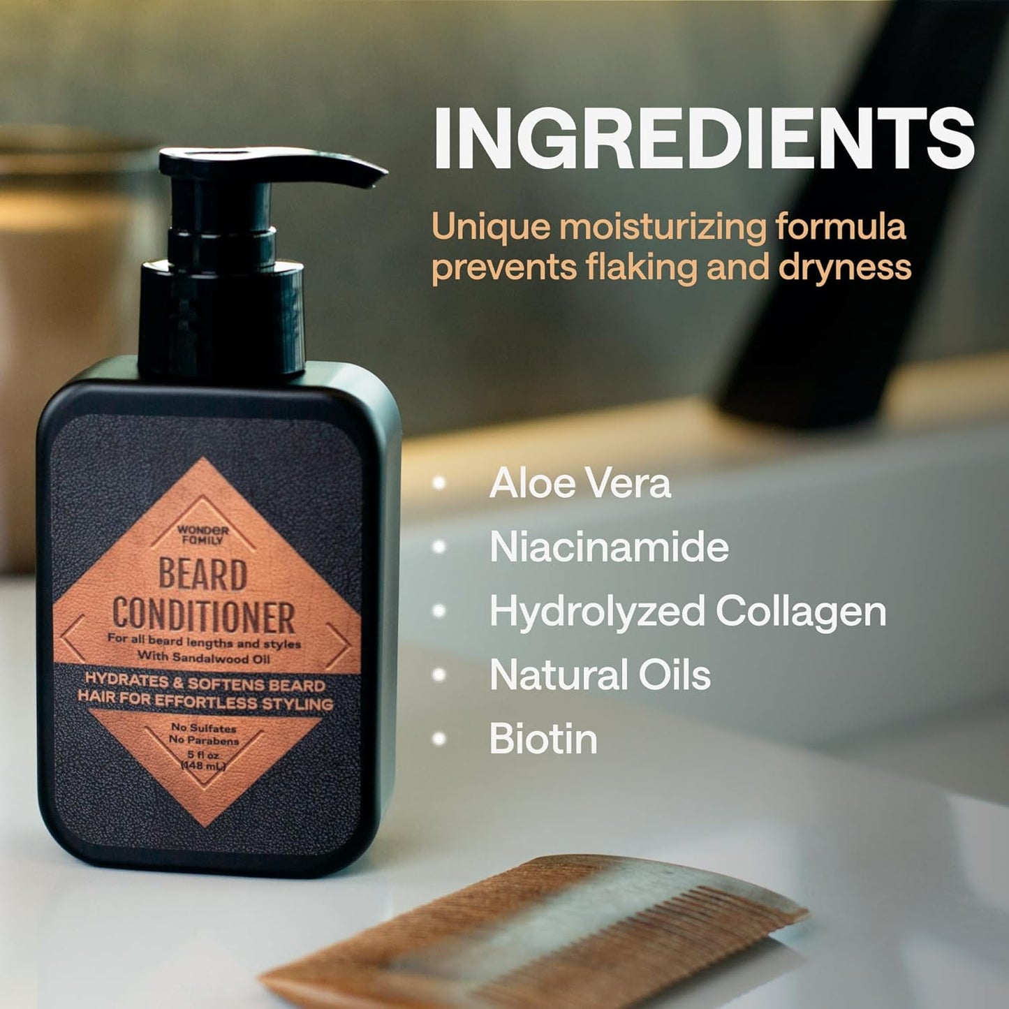 Beard Conditioner for Men - Conditioner Softener - Part of a Beard Care Kit for Men along with Beard Oil, Balm, Wash - Sandalwood Beard Conditioner 5 Oz