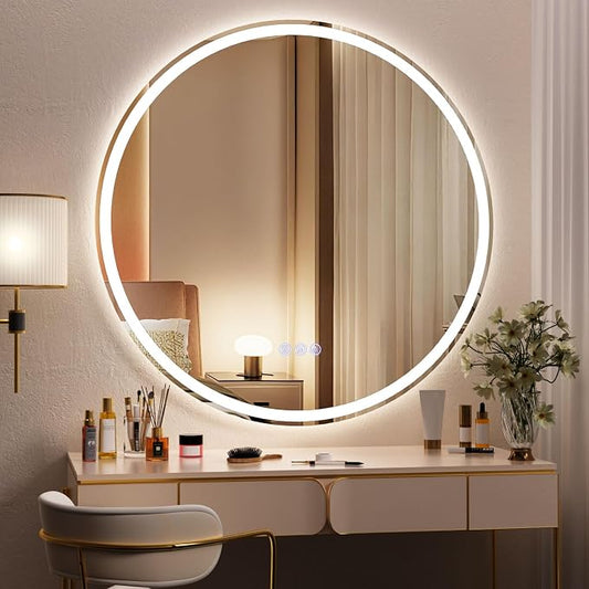 BEAUTYPEAK 30x30 LED Round Bathroom Mirror by BEAUTYPEAK