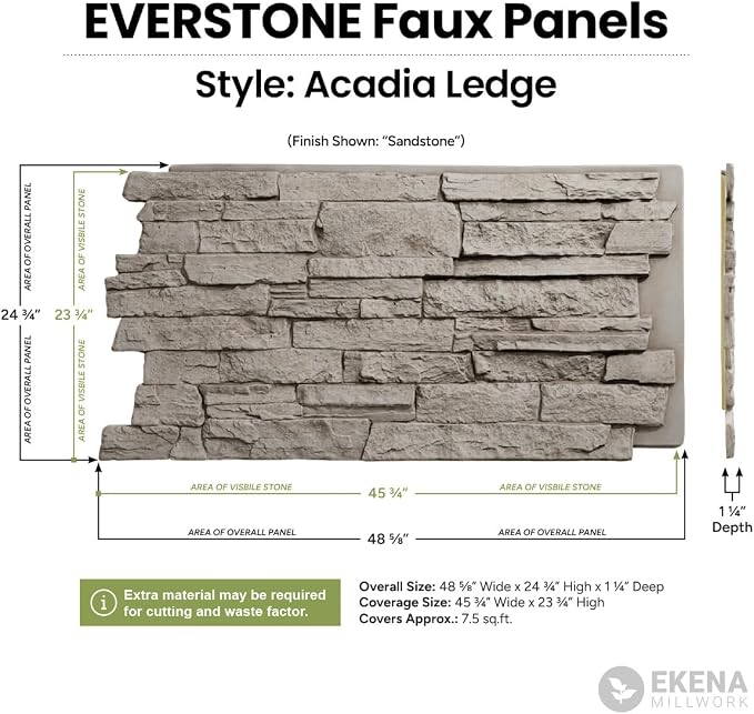 EverStone Acadia Ledge Faux Stone Panel, Desert Sand Color - Image 15