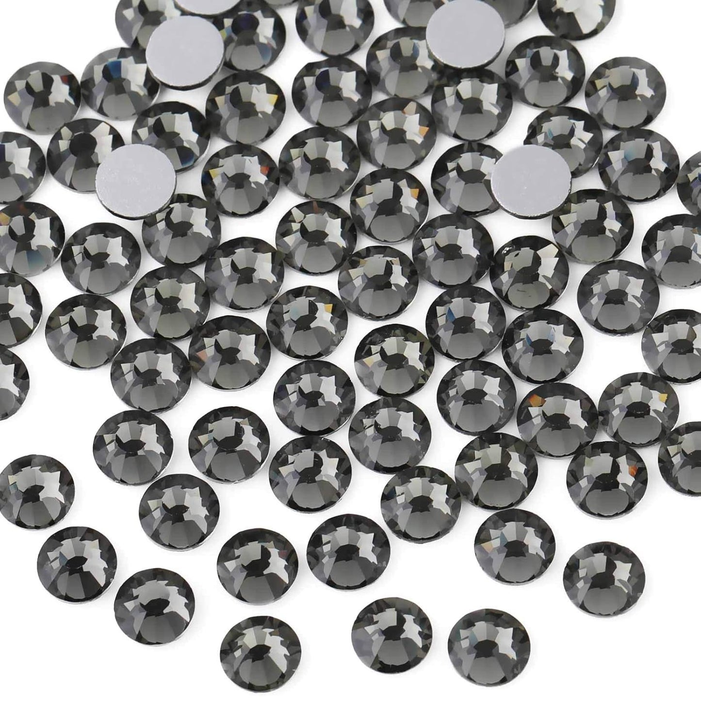 beadsland Flat Back Crystal Rhinestones Round Gems for Nail Art and Craft Glue Fix,Black Diamond (6.4-6.6mm) SS30/288pcs