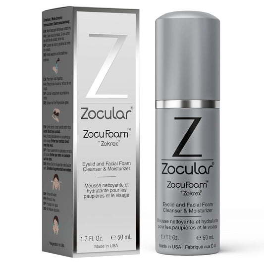 ZocuFoam Eyelid Cleanser - Foaming Eyelid Scrub - Natural pH Balanced Solution - 1.7 FL OZ (50mL)