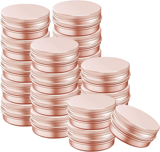 4 Ounce Aluminum Tin Jar with Screw Cap 120mL Tin Cans Refillable Containers for Cosmetic, Lip Balm, Cream, Lotion, Balms, Spices, Salve, Rose Gold 20 Pcs