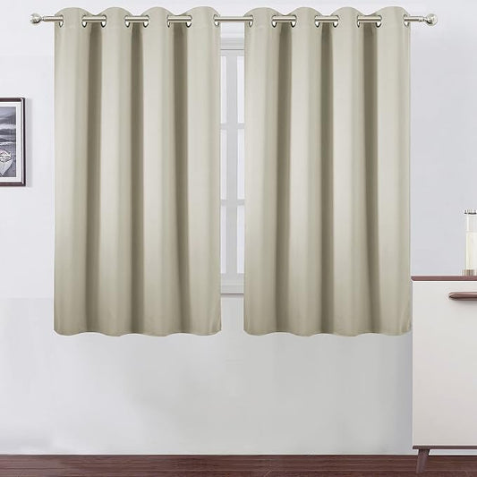 LEMOMO Light Beige Thermal Blackout Curtains/52 x 54 Inch/Set of 2 Panels Room by Lemomo