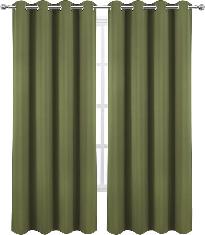 LEMOMO Blackout Curtains 66 x 84 inch/Olive Green Curtains Set of 2 - Image 2