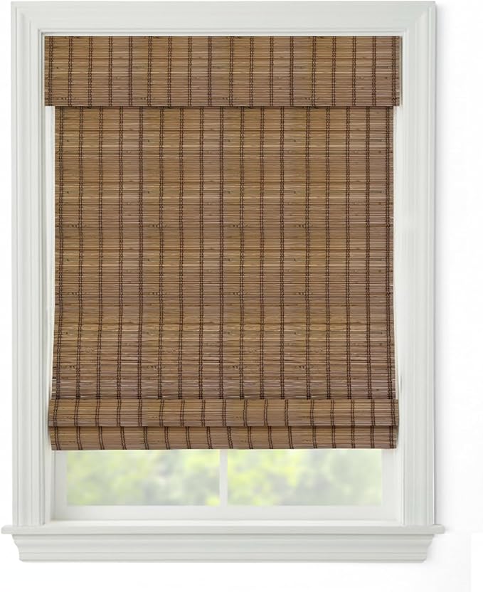 Cordless Woven Wood Roman Shades, 69W x 72H, Ashbury Camel, Sizes 20-72 Wide by FirstRateBlinds