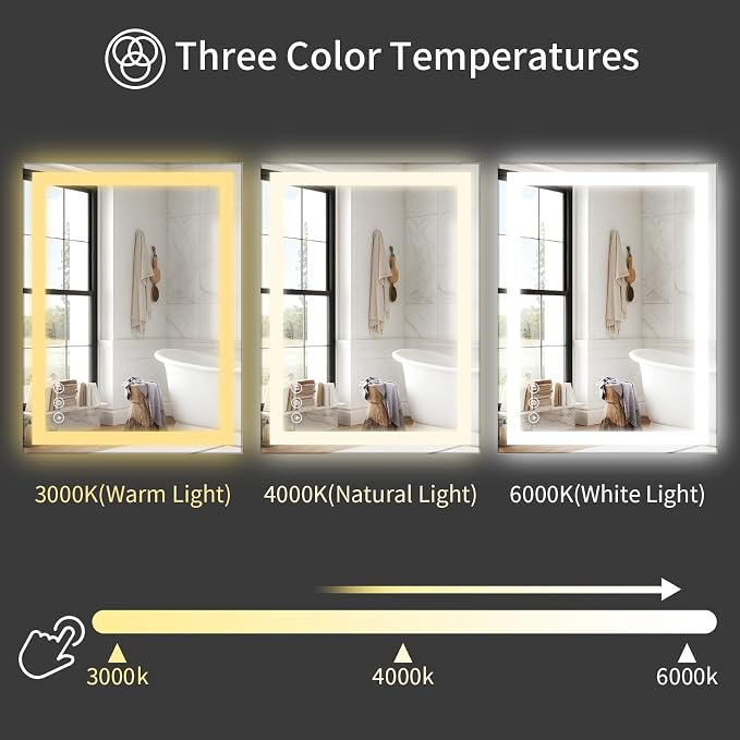 Koonmi 40"x32" LED Mirror for Bathroom, 90CRI Anti-Fog Vanity Mirror - Image 6