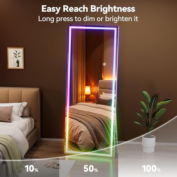 Hasipu 56"x16" LED RGB Bluetooth Full Length Mirror - Image 8