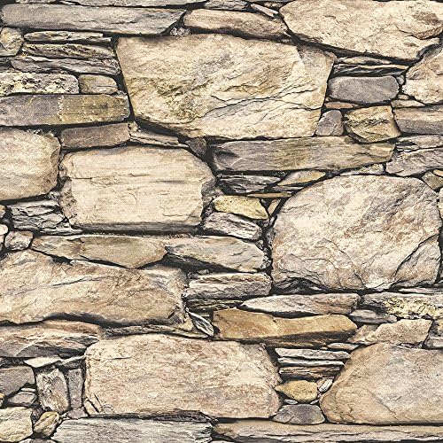 NuWallpaper Hadrian Stone Wall Peel and Stick Wallpaper, Removable Wallpaper by NuWallpaper