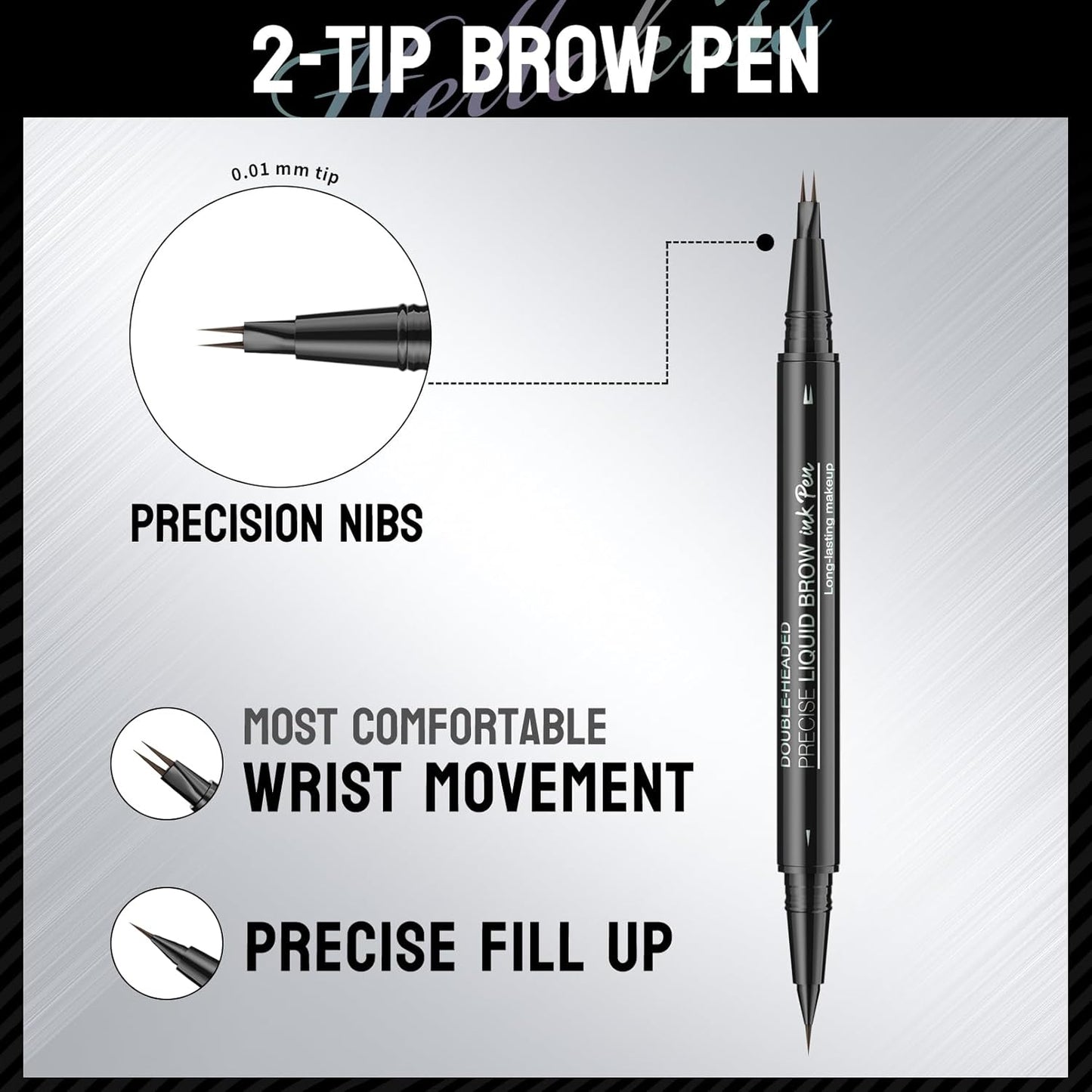 Curved Microblading Eyebrow Pencil, Eyebrow Pen 2-in-1 Dual-Ended Eyebrow Pencil with 2-Fork-Tip and Single Tip Creates Natural Eyebrows Waterproof Long-lasting(Light Brown)