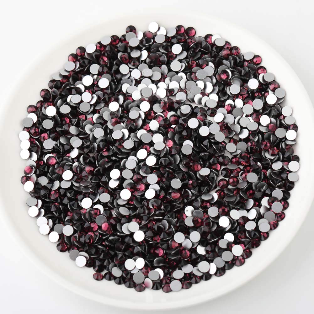 beadsland Flat Back Crystal Rhinestones Round Gems for Nail Art and Craft Glue Fix, Amethyst (2.9-3.0mm) SS12/1440pcs