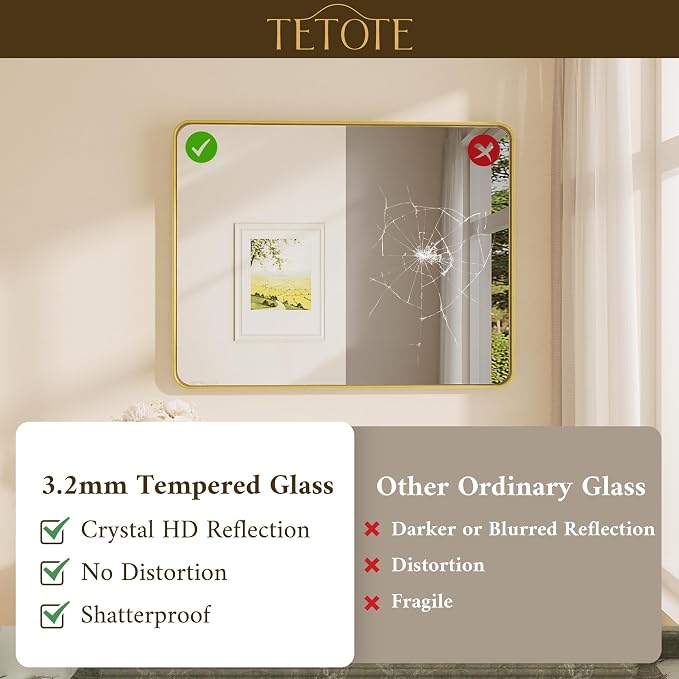 TETOTE Gold Vanity Mirror 28 x 36 Inch - Image 4