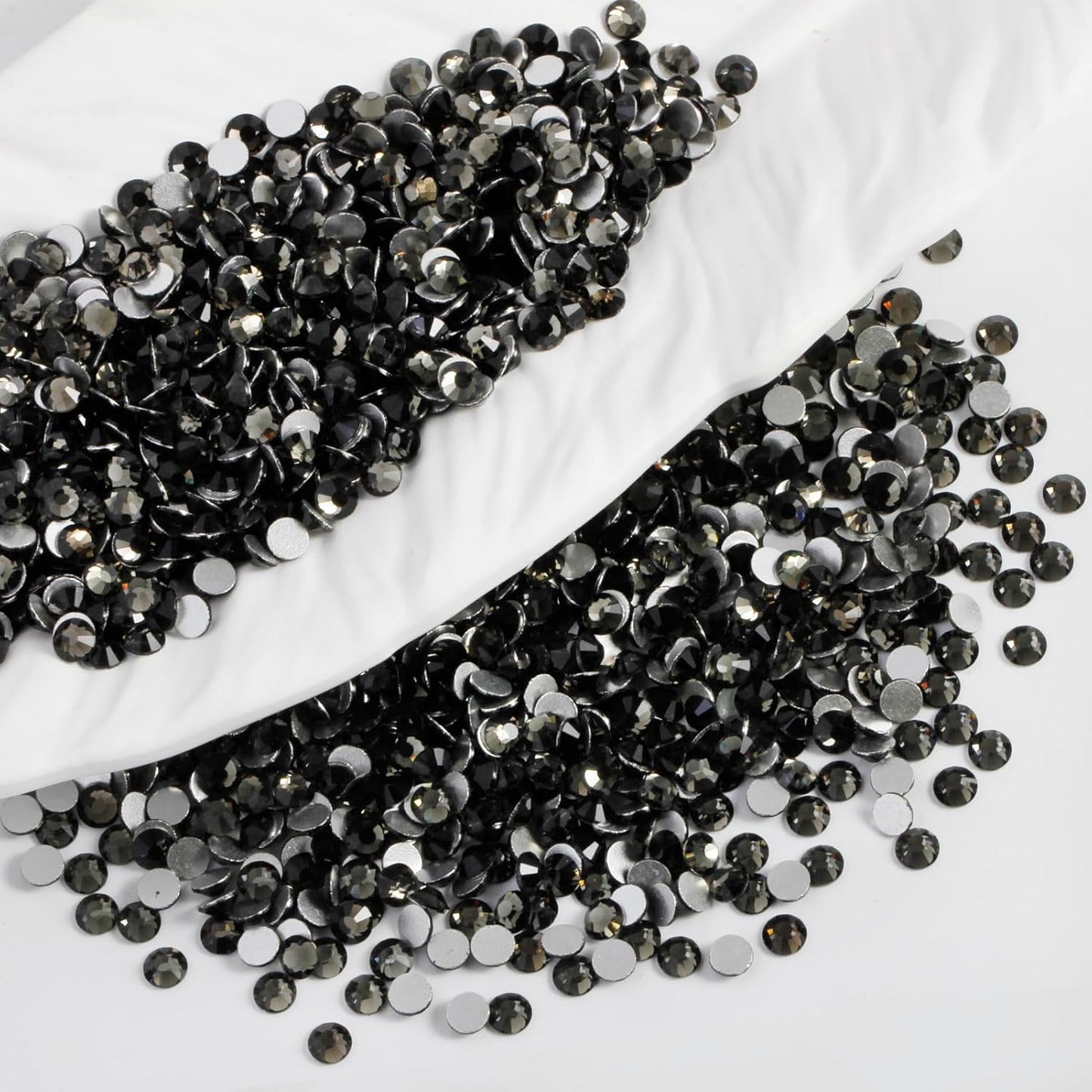 2000PCS SS16 Flatback Rhinestones | 12-Facet Diamond-Cut Glass Gems for Nail Art, Clothing, DIY Crafts |Glue-On Decoration Stones with Silver Backing(Black Diamond)