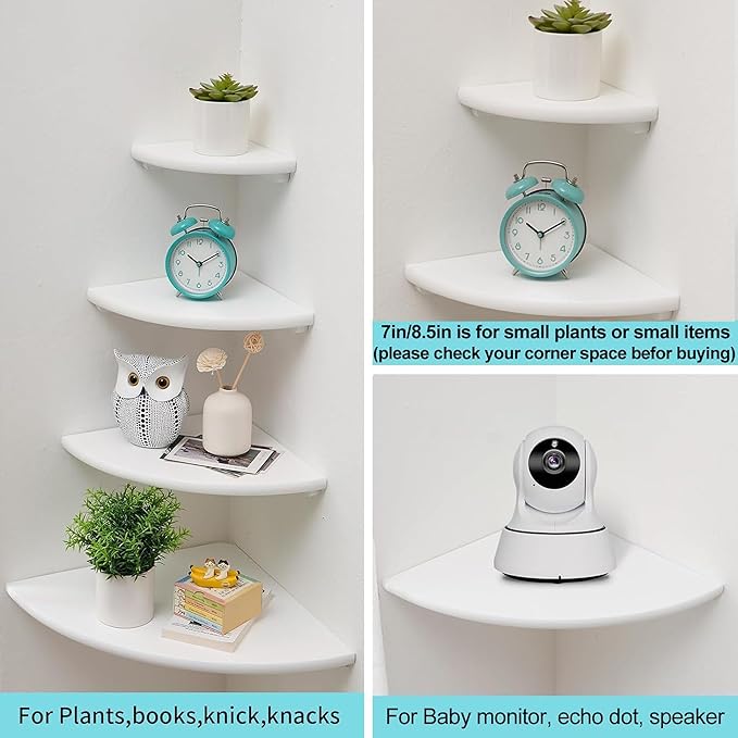 Corner Shelves, Floating Corner Shelf, Round End Wall Mount - Image 3