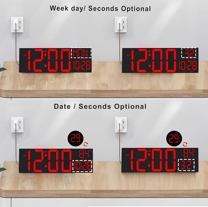 JALL 30" Large Digital Wall Mount Clock - Image 2