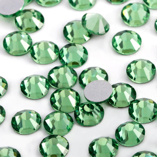 3000 PCS SS10 Flatback Rhinestones,12-Facet Diamond-Cut Glass Gems for Nail Art,Clothing,DIY Crafts,Glue-On Decoration Stones with Silver Backing,Peridot