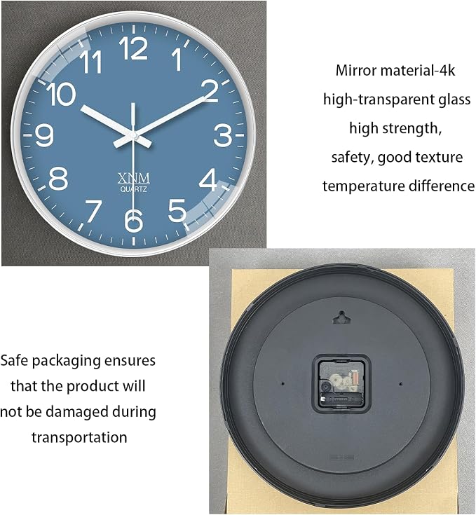 XNM Blue Minimalist Wall Clocks Battery Operated 8 Inch Classic Analog Clock - Image 7