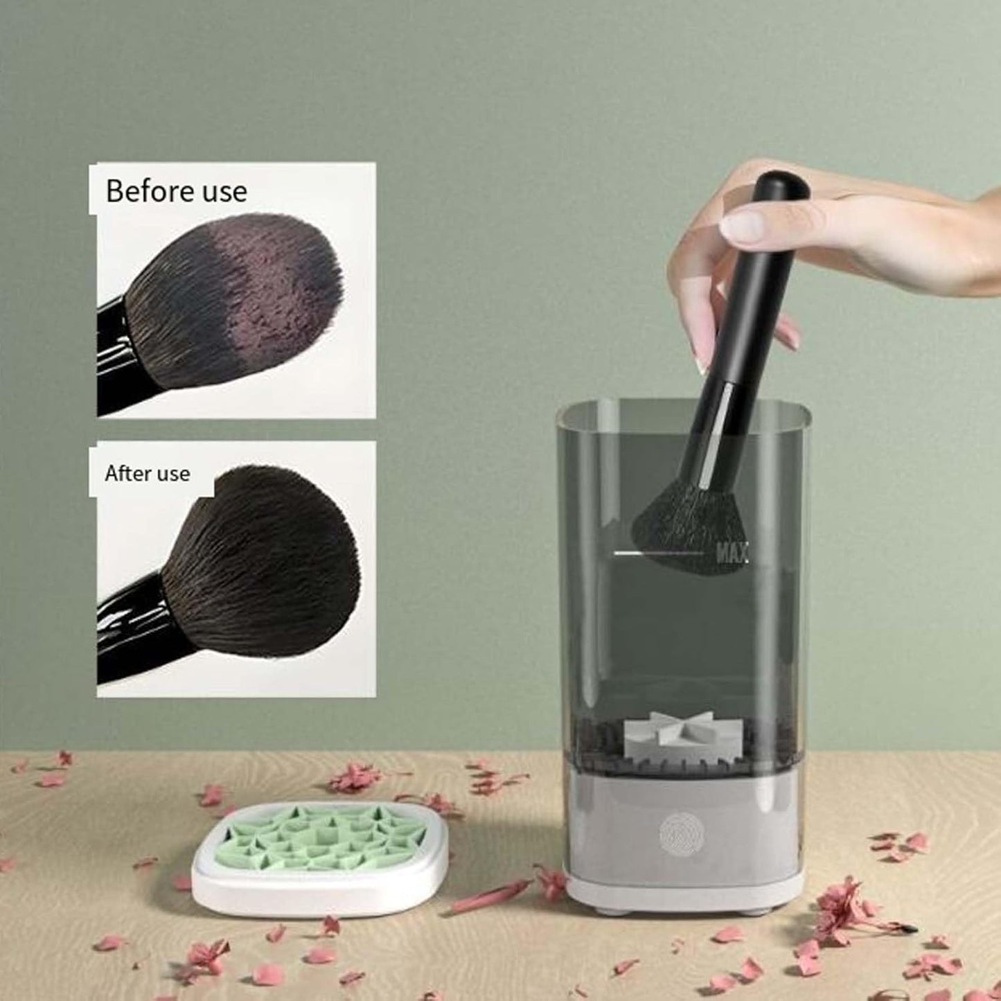 Wavearnn Electric Makeup Brush Cleaner,2025 upgrade 2-in-1 Electric Makeup Brush Automatic Cleaner,Efficient Deep Cleaning All Types Of Brushes,For All Types Of Brushes Set (charge,Black)