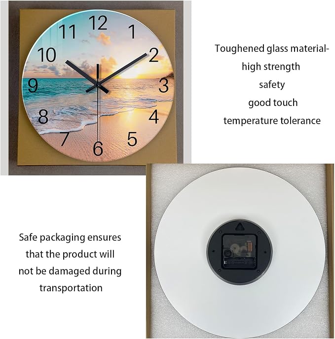 Beach Coastal Wall Clocks Battery Operated Analog Round Wall Clock - Image 8