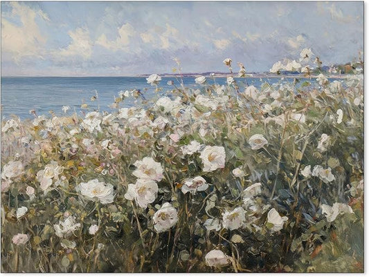 rumlud Coastal Wildflower Poster French Spring Flower Landscape Wall Art Nature by rumlud