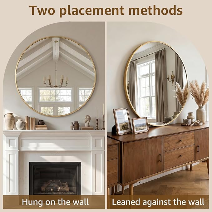 DUMOS 28 Inch Round Wall Mirror, Bathroom Mirror - Image 5