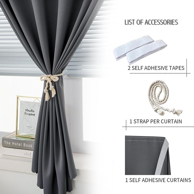 Portable Light Blocking Curtains Self-Stick Design, Removable Adhesive Window - Image 6