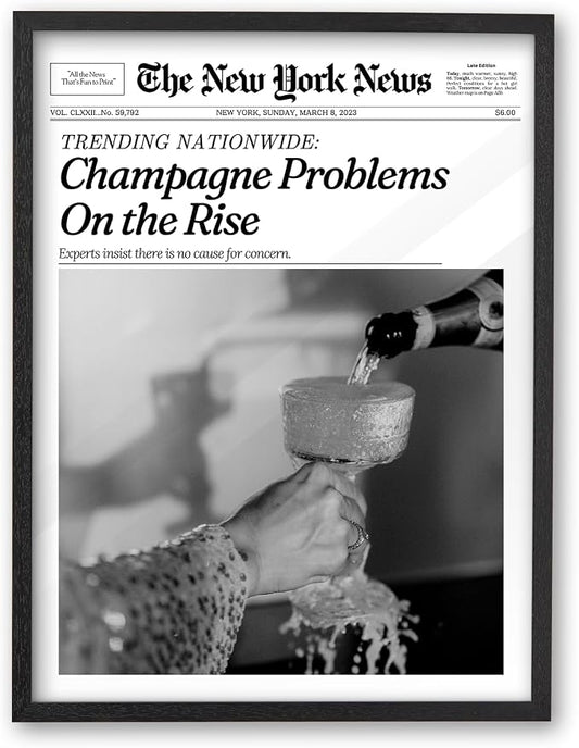iHery Premium Natural Black OAK Wood 16x20in Champagne Problems On the Rise by iHery