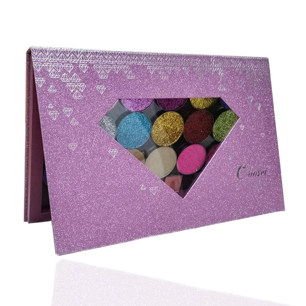 Large-Sized Empty Magnetic Makeup Palette with Diamond-Shaped Transparent Window
