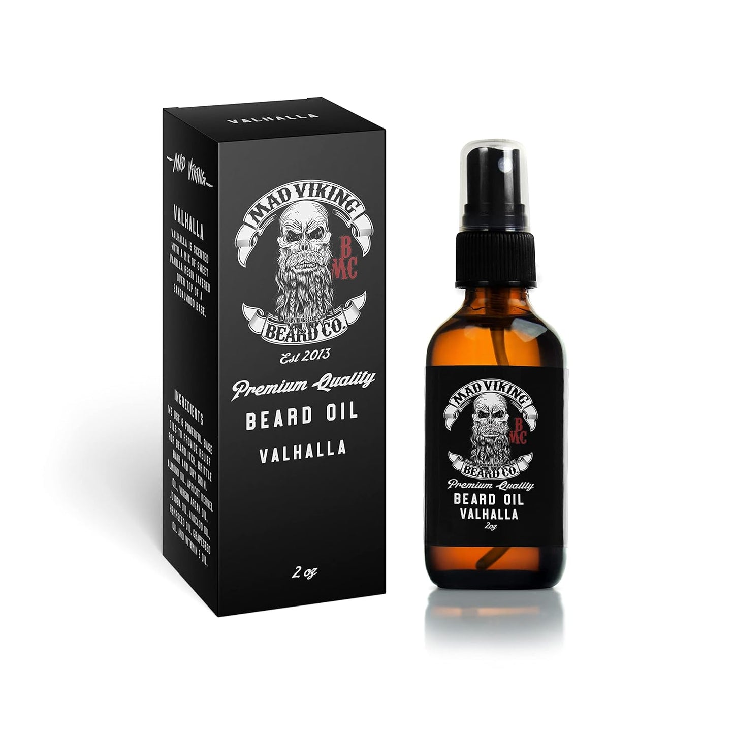 Mad Viking Valhalla Beard Oil - Hydrate, Soften And Grow Your Beard Naturally. Fight Itch And Dandruff With A Smooth Sandalwood & Vanilla Scent, Made In The USA - 2oz