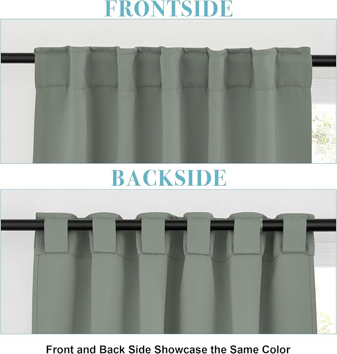 RYB HOME Small Window Curtains, 34 Width x 30 Length, 2 Panels, Sage Green - Image 3
