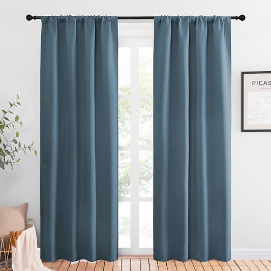 NICETOWN Blackout Curtains for Living Curtains, Smoky Blue, 2 Panels, 42 by 84 by NICETOWN