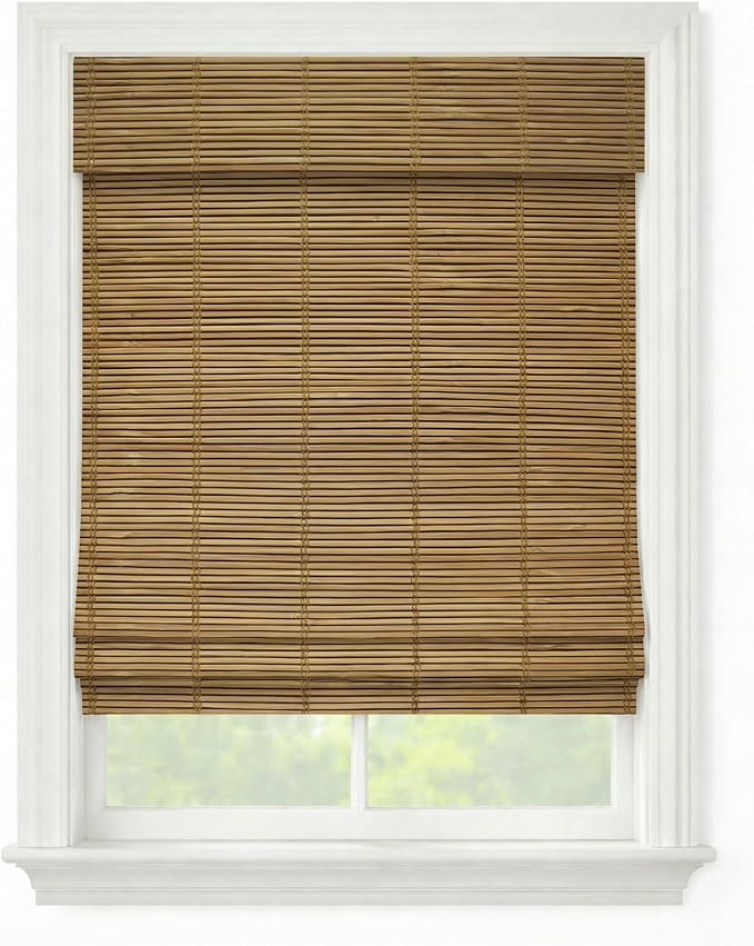 Cordless Woven Wood Roman Shades, 33W x 72H, Bayhead Natural, Sizes 20-72 Wide by FirstRateBlinds