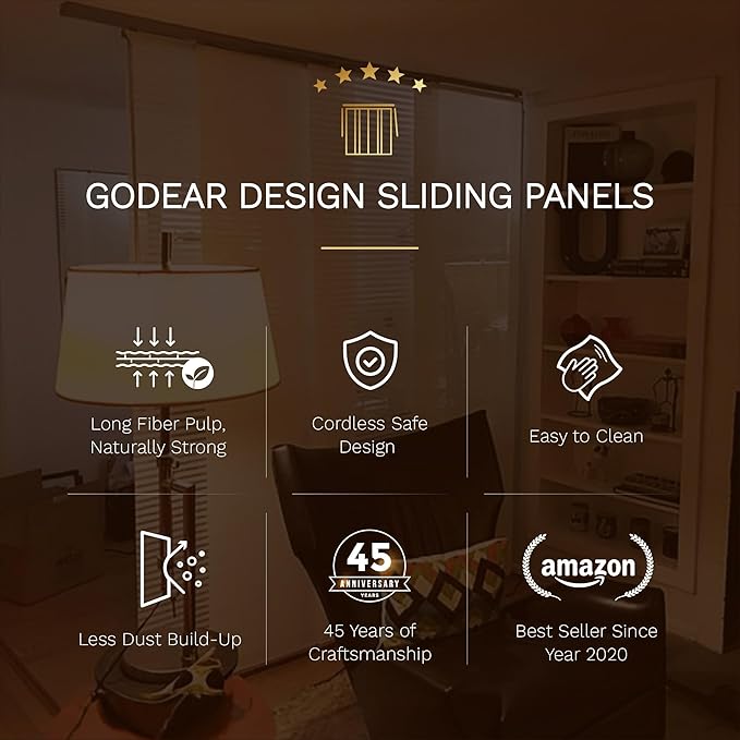 GoDear Design Adjustable Sliding Panel Track Sliding Glass Door Blinds 45.8"- - Image 6