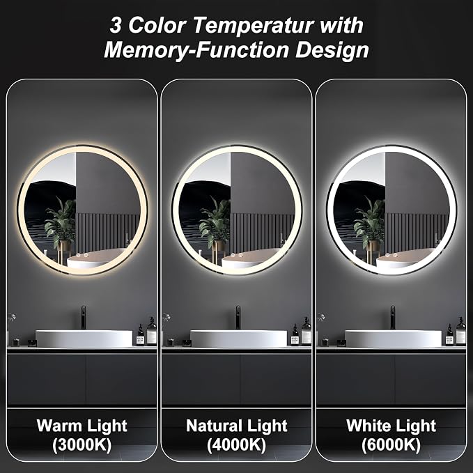 Sweetcrispy 36 Inch Round LED Bathroom Mirror - Image 5