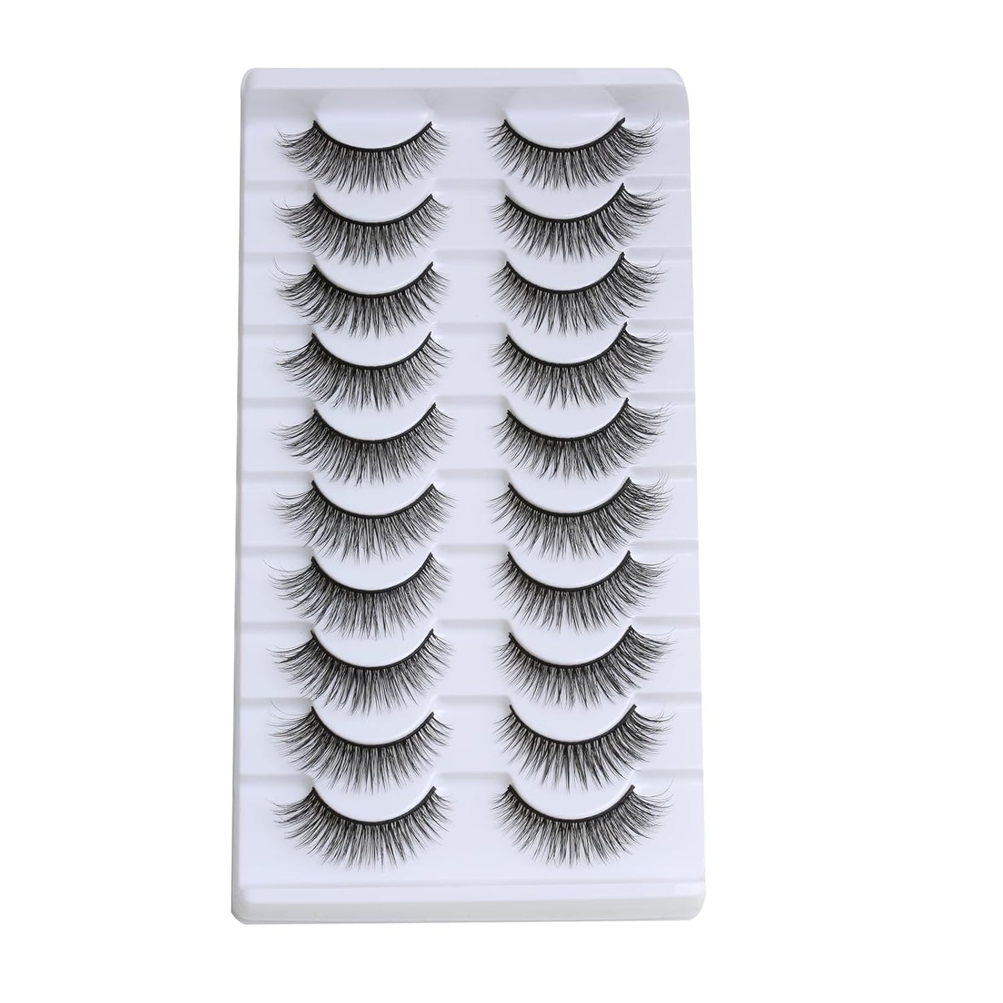 SUNWELL False Eyelashes 12mm Mink Lashes Natural Look Cat Eye Faux Mink Lashes 3D Fluffy Soft Luxury Volume Fake Eyelashes 10 Pairs Pack
