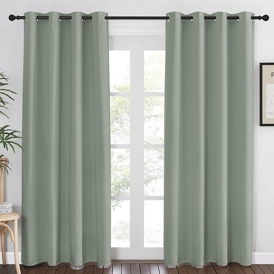 NICETOWN Blackout Sage Green Curtain 84 inch Length by NICETOWN